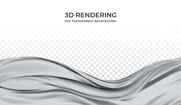 Fondo transparente de renderizado 3d de tela ondulada blanca