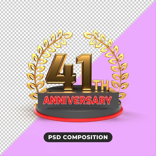 PSD fondo transparente de la representación 3d del 41 aniversario