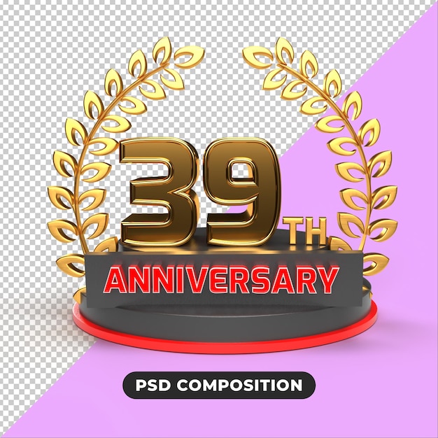 Fondo transparente de la representación 3d del 39 aniversario