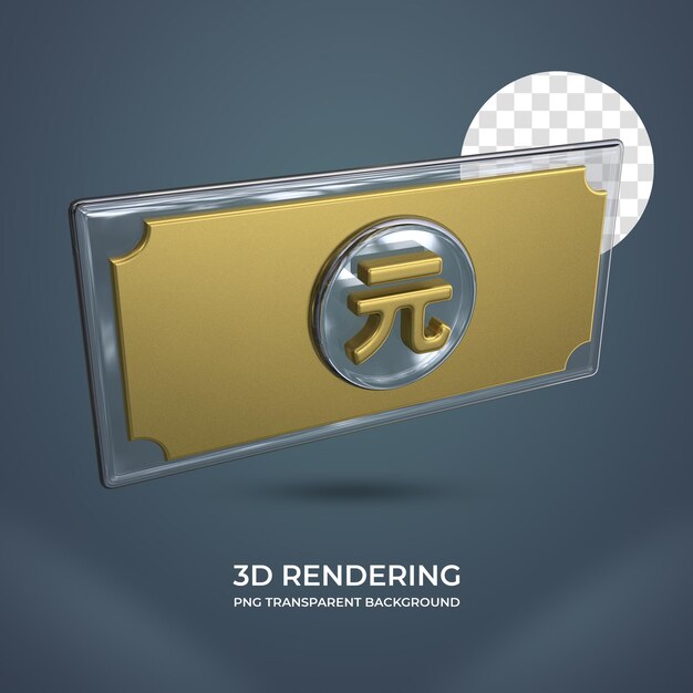 Fondo transparente de representación 3d de moneda yuan realista