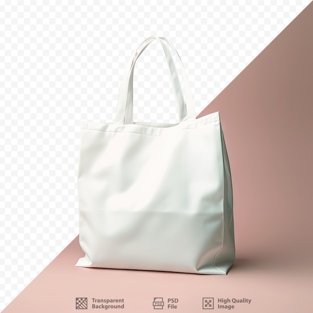 Un fondo transparente resalta una bolsa de tela blanca.