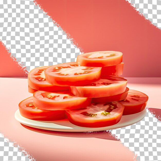 PSD fondo transparente retroiluminado con rodajas de tomate