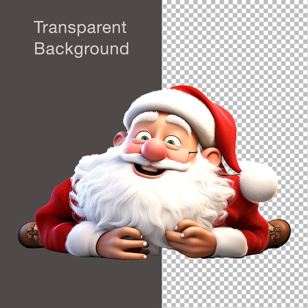 Fondo transparente Santa Claus acostado en el suelo