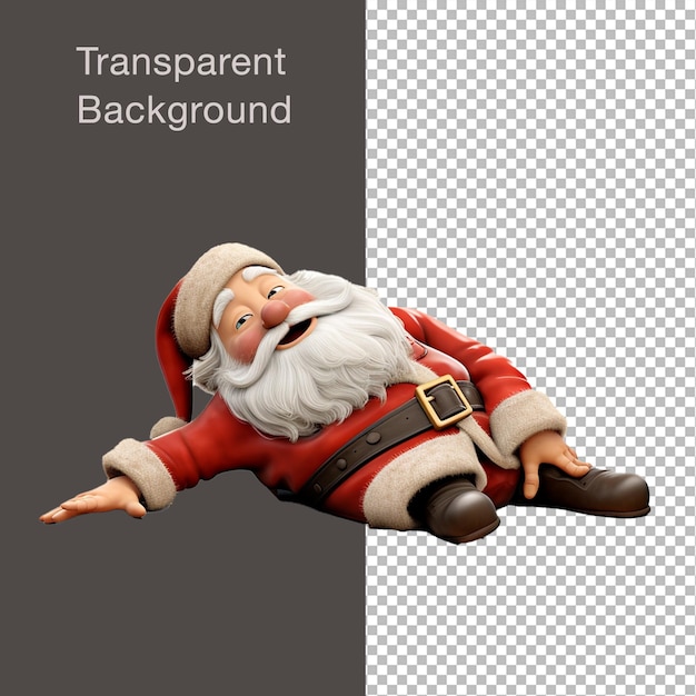 Fondo transparente Santa Claus acostado en el suelo