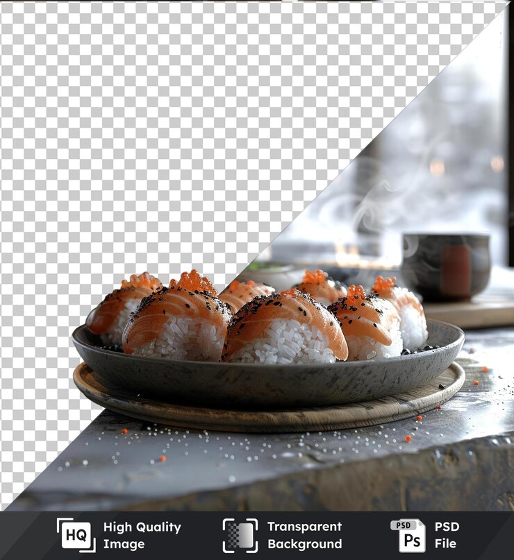 PSD fondo transparente con sushi shabu shabu aislado en un plato