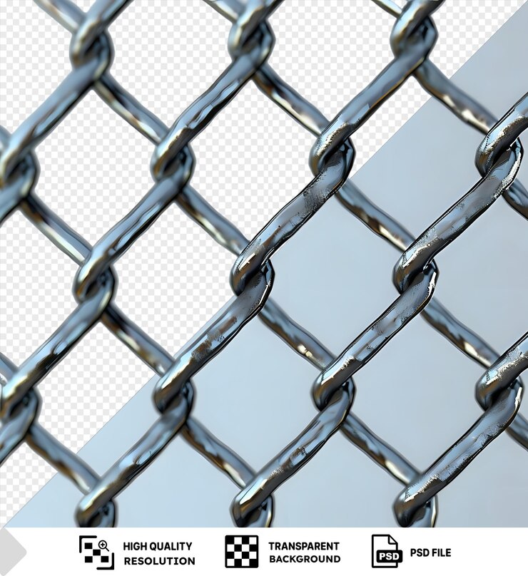 PSD fondo transparente con visión aislada a través de una valla de enlace de cadena divisor de pared separador barrera o concepto de seguridad png psd
