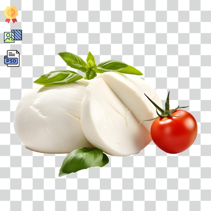 PSD fondo trasparente di formaggio mozzarella