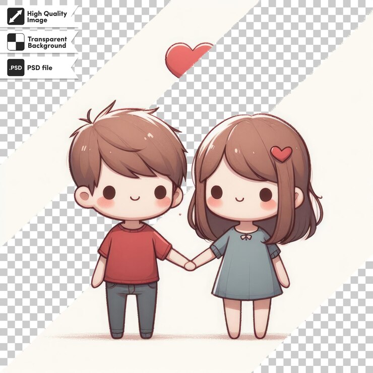 PSD fondo de valentines de pareja psd en fondo transparente con capa de máscara editable