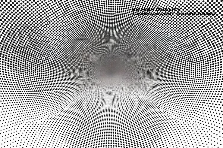 PSD fondo vectorial de medio tono punteado en blanco y negro sobre fondo transparente