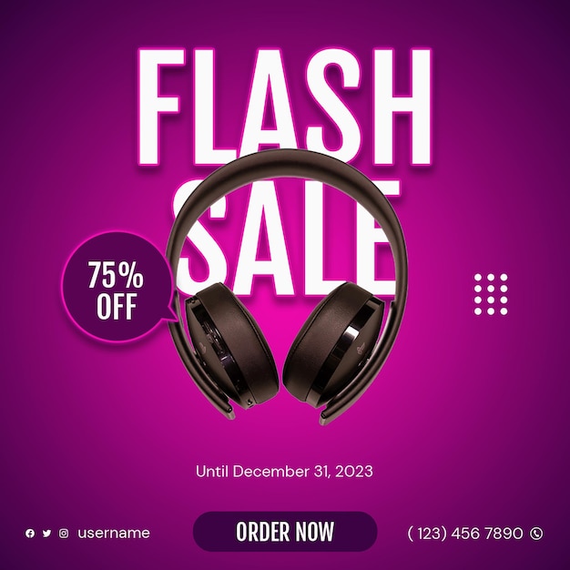 PSD fondo de venta flash diseño de plantilla de banner de venta flash plantilla de publicaciones de instagram