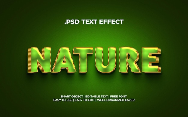 PSD fondo verde con efectos de texto naturaleza