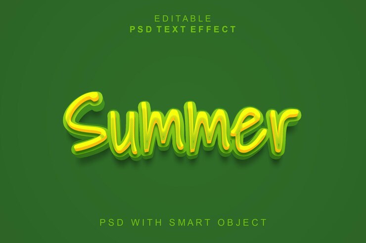 PSD un fondo verde con la palabra verano en letras amarillas