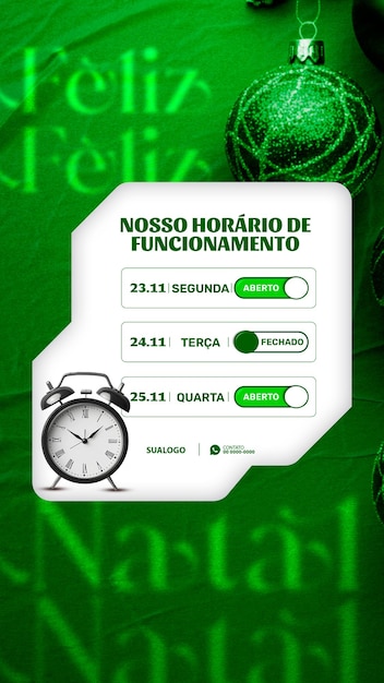 un fondo verde con un reloj que dice navivivi NATAL