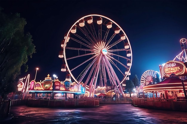 El fondo vibrante del parque de atracciones