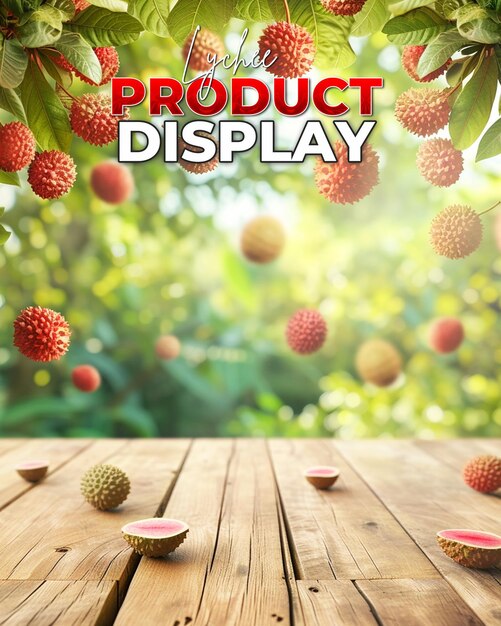 PSD fondo de visualización del producto para lychee