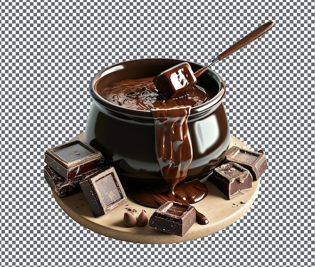 PSD fondue de chocolate delicioso isolado em fundo transparente