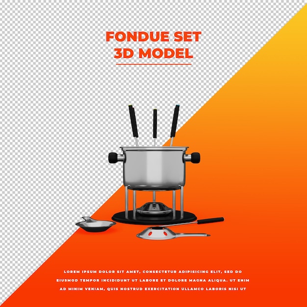 Fondue Set 3d modelo aislado