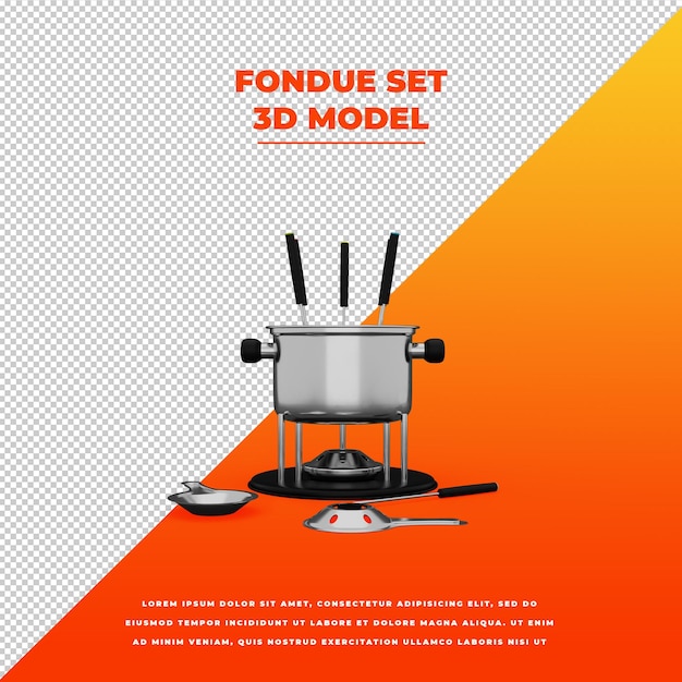 Fondue set 3d modelo aislado