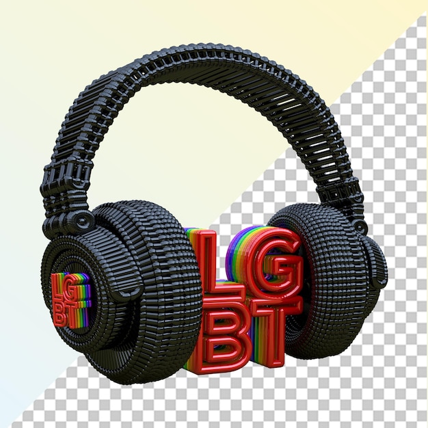 Fone de ouvido LGBT Dj Símbolo 3D Orgulho