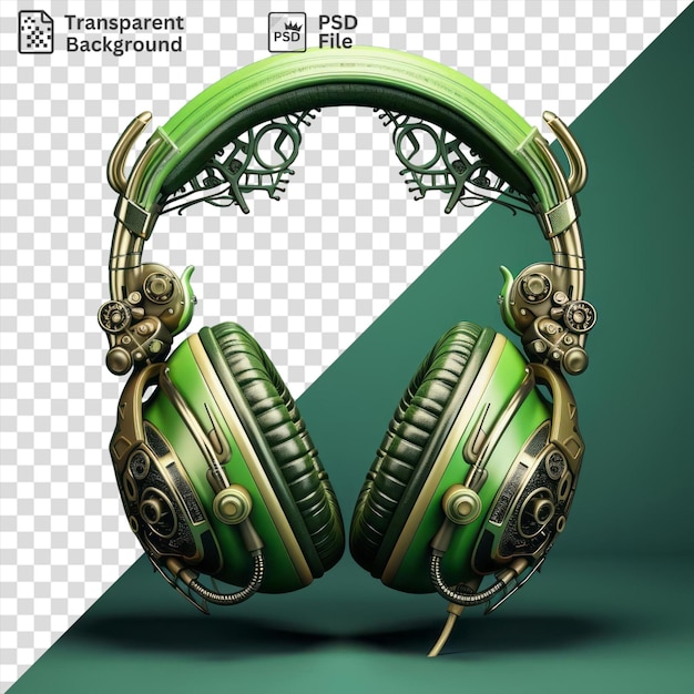 PSD fone de ouvido único em um fundo verde