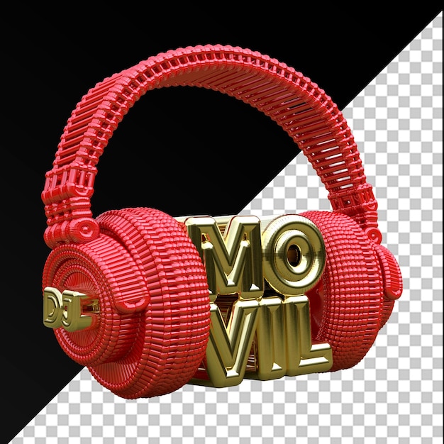 Fones de ouvido 3d dj movil vermelho