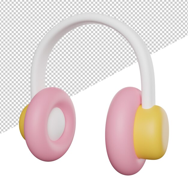 Fones de ouvido áudio som vista lateral ilustração do ícone de renderização 3d em fundo transparente
