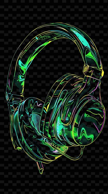 PSD fones de ouvido neon vibrant pulsação glitched fone de ouvido textura y2k textura forma arte de decoração de fundo