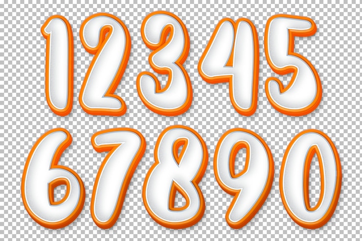 PSD font de números de desenho animado