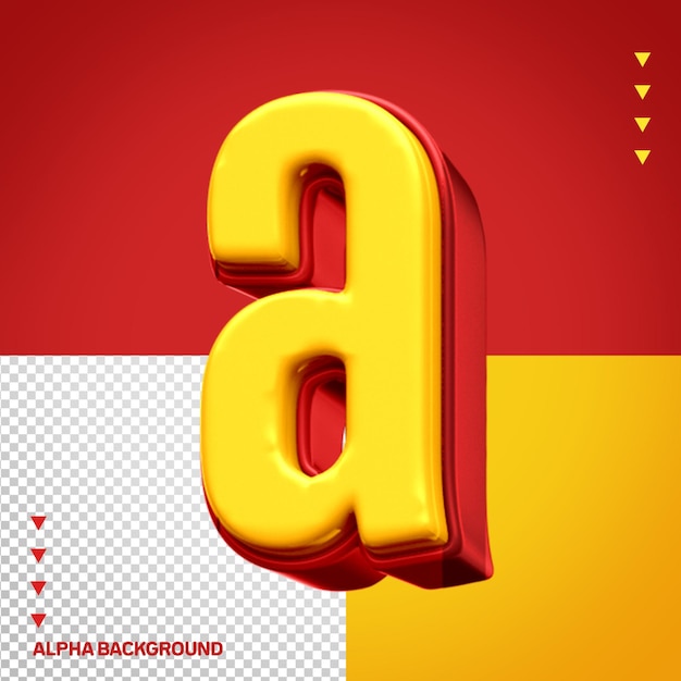 Font galeana alfabeto 3d letra a amarelo com vermelho