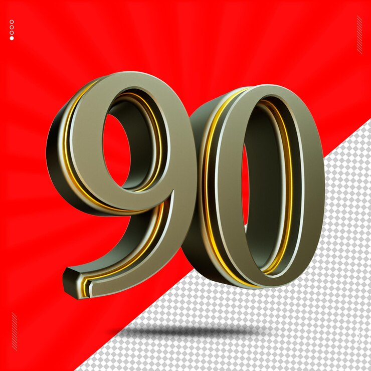 PSD fonte de aço número 90 de renderização 3d