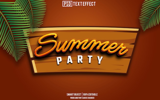 Fonte de efeito de texto de festa de verão tipografia editável texto 3D