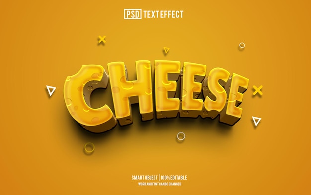 fonte de efeito de texto de queijo tipografia editável texto 3D