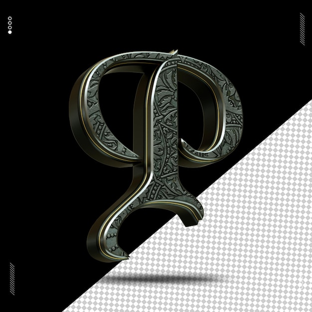 Fonte de letra de renderização 3D ouro medieval
