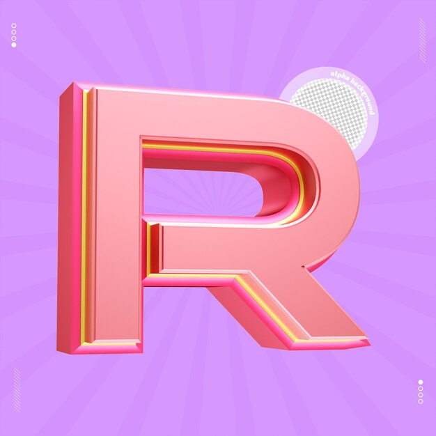 PSD fonte de letra r de renderização 3d rosa