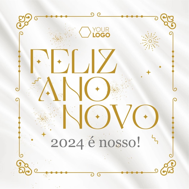 PSD fonte de modelo de mídia social feliz ano novo 2024 é nosso