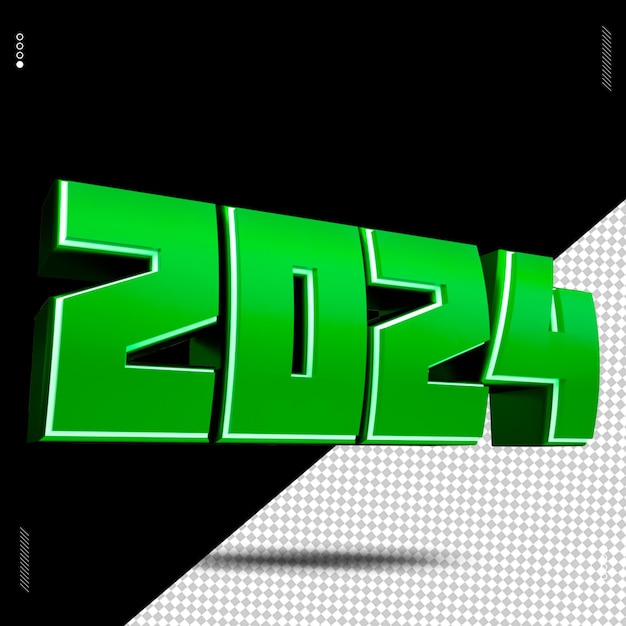 fonte de número 2024 de renderização 3D verde