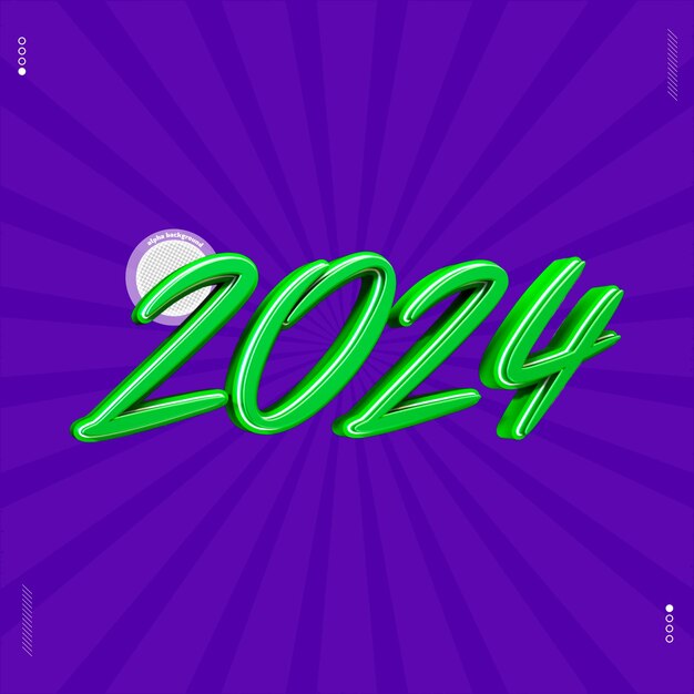 fonte de número 2024 de renderização 3D verde