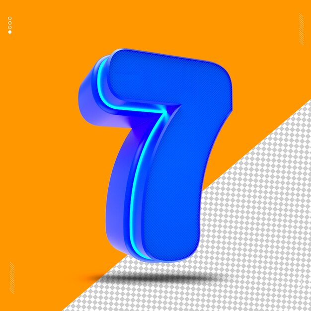 Fonte de número de renderização 3D azul