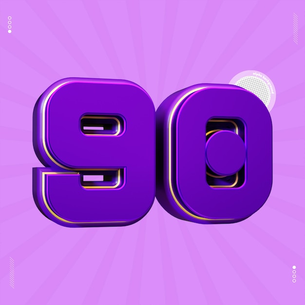 fonte de renderização 3D número 90 roxa