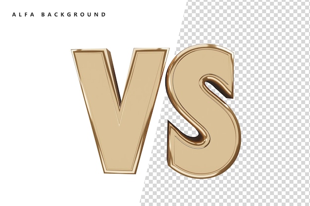 PSD fonte vs gold com renderização em 3d