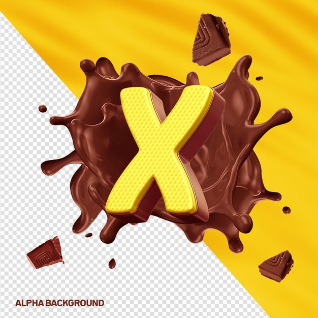 Fontore alfabeto 3D letra X amarillo con chocolate