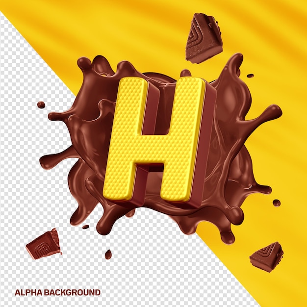 Fontore alfabeto 3D lettera H giallo con cioccolato