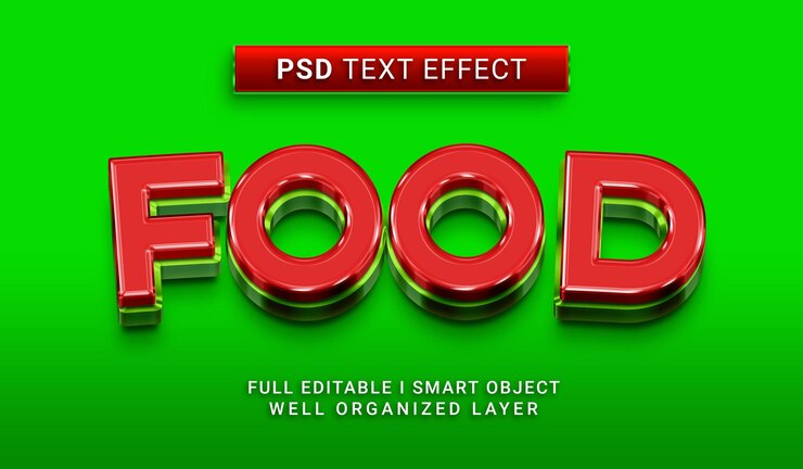 PSD food 3d style psd text effect