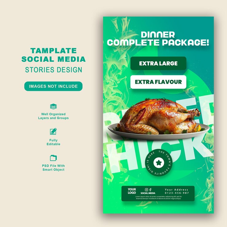 PSD food advertisement story social media template