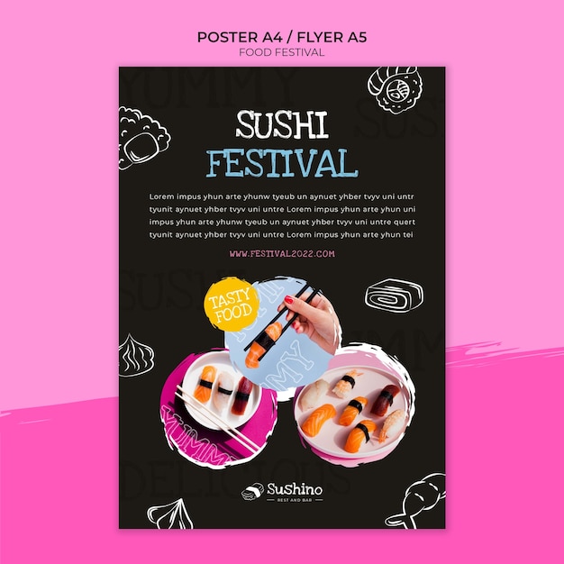 PSD food-festival-vorlage im flachen design