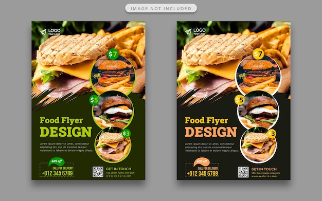 PSD food-flayer-designvorlage mit dunklem hintergrund