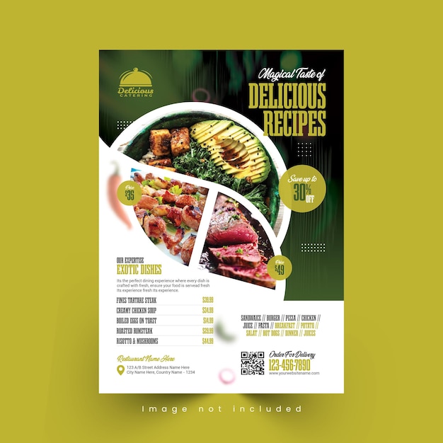 Food Flyer Design Template cozinhar café e restaurante menu comida encomendar junk food