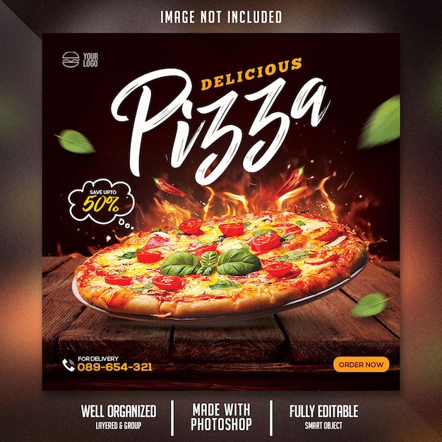 Food flyer vorlage mit pizza-thema