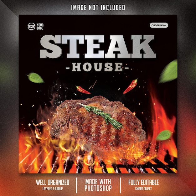Food Flyer Vorlage mit Steak Thema