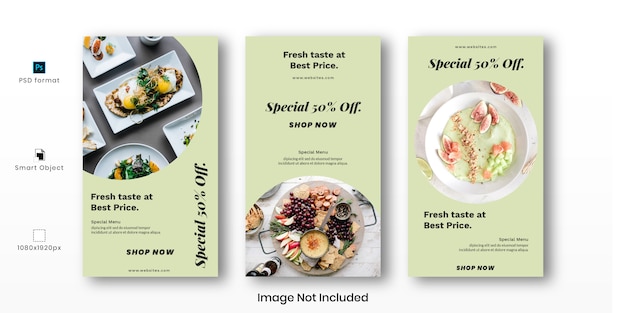 PSD food instagram geschichten template set